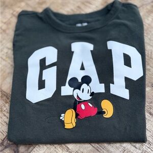 Disney Army Green T-Shirt with White GAP Logo & Mickey Graphic